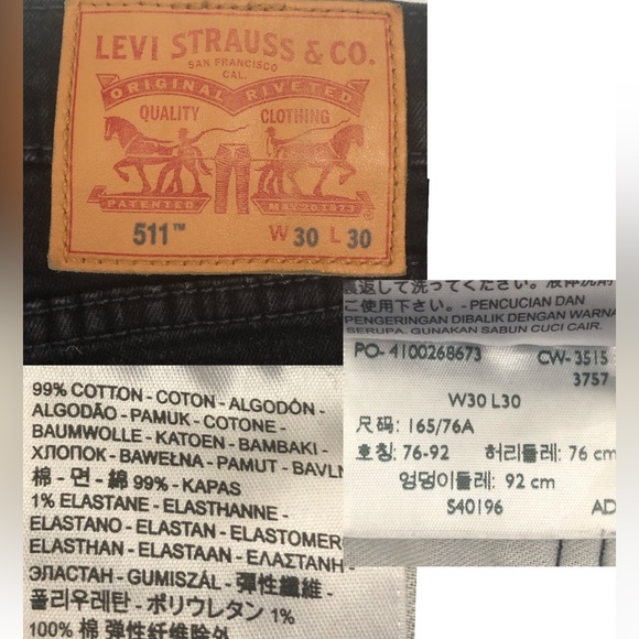 LEVIS 511 Sz 29 Faded Black Jeans - Picture 15 of 16